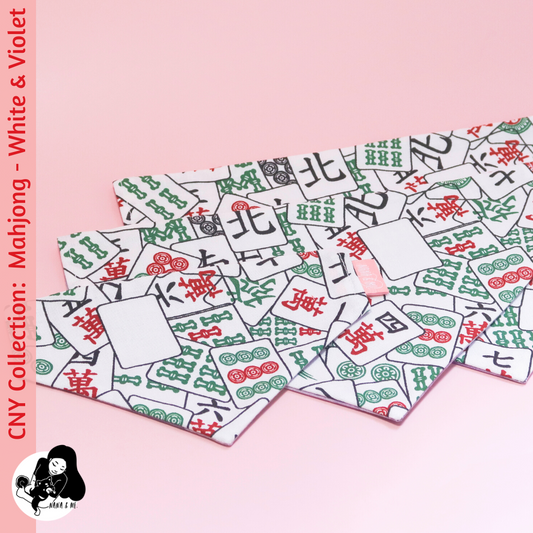 Bandana - My Lucky Mahjong - White & Violet