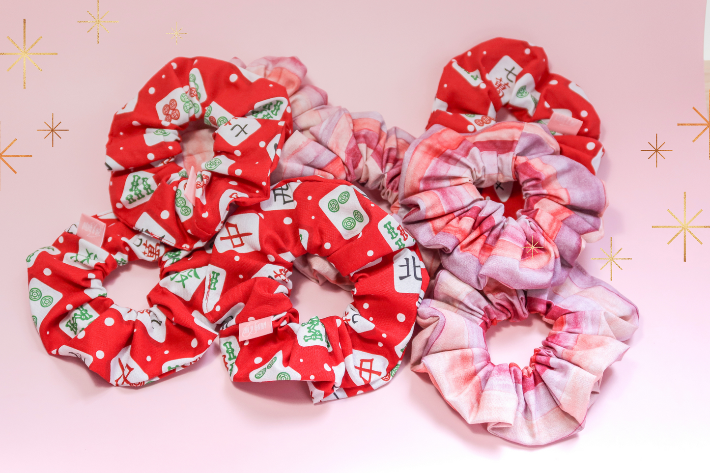 Scrunchies - My Lucky Mahjong - Cherry Red